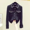 Women's Blouses High-Nnd Western Style Shirt Women 2023 Early Spring Clothing European Blouse Design Niche Tops Female Jackets Cardigans L22