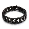 Brillante acciaio inossidabile 316L Curb Cuban Link Chain Bracciale Uomo 15MM Largo Oro Argento Nero Uomo Donna Biker Bike Bracciali Braccialetti Gioielli maschili di moda