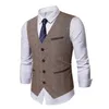 Gilets pour hommes Rétro Patchwork Imitation Cuir Gilet Hommes Vestes Simple Boutonnage Casual Pour Hommes Costumes Business Slim Fit Costume Gilet Homme 230311