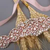 Wedding Sashes Handgemaakte roségouden riem strass Crystal Belts voor dames diamantjurk taille sieraden