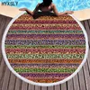 Toalha de 150cm de praia redonda praia boêmia 3d grade geométrica de tapeçaria de leopardo de tapeçaria ioga ioga tapete de tapete de banho Toalhas de banho