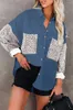 여자 T 셔츠 숙녀 캐주얼 긴 소매 색상 일치하는 느슨한 탑 여성 오버 사이즈 셔츠 빈티지 스트리트웨어 튜닉 Top017