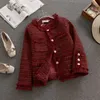 Giubbotti da donna Moda 2023 Autunno Inverno Donna Giacca in tweed Cappotto Pista Monopetto Tessuto Capispalla vintage femminile Rosso