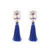 Dangle Earrings Kpop Gray & Blue Rope Tassel Long Ethnic Style Boho Dangling Ear Jewelry Women Bijoux