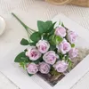 Fleurs décoratives Rose Soie Rose Simulation Fleur Bouquet De Mariée Pivoine Faux Blanc Maison De Mariage Décoration De Noël