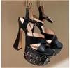 2023 Neue Kristall Schaffell Plattform Super High Sandals Pumps Schuhe für Frauenabendschuhe Frauen Heeled Luxury Designer Knöchelgurt Kleid Schuhfabrikschuhschuhe