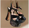 2023The latest G-stud sandals with interlocking embellished cross ankle strap, horseshoe heels, high heels, double waterproof platform, Designer party dress shoes