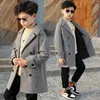Coat Boy Woolen Autumn Winter Jacket Fashion Turn Collar Solid DoubleBreasted Children's Outerwear Trench High Quality 230311