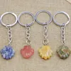 Keychains Fashion Simple Shell-vormige sleutelring Onregelmatige Natural Stone Keychain Hangers Diy Sieraden Geschenken Partij Kleine accessoires 1PC