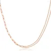 Chains Real 18K Rose Gold Women Necklace 1mmW O Chain And 2mmW Cable