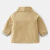 Tench coats Spring Autumn 2 3 4 5 6 8 10 12 Years Handsome Windbreaker Classic Khaki Outerwear Doublebreasted Trench Coat For Kids Boy 230311