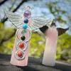 Подвесные ожерелья натуральный камень драгоценный камень розовый Quartz Angel Hexagon Crafts Crafts Healing DIY Аксессуары для женщин 45x53-56 мм