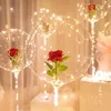 Party Decoratie 5Set Gloeiende Ronde Clear Led Bobo Ball Rose Bouquet Bubble Diy Wedding Engagement Gift Ballon Valentijnsdag