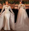 Mermaid Wedding 2023 vestidos vestido de noiva Mangas longas com colarinho exagerado Alto Made Made Made de Novia plus size