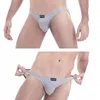 Underpants 5PCS Men's Sexy Underwear Low Waist Bikini Briefs Breathable Thongs G-String Knickers Exotic Solid