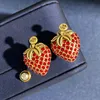 Stud Stud 18K Guld Full Red/White Strawberry Earrings Jewelries Letter Wedding Present With Dust Bag R230619