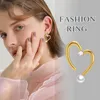 Hoop Earrings Women's Fashion Heart Stainless Steel CZ Stone Simulated Pearl Earring Gifts To Girls Party Piercing Jewelry