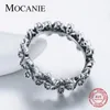 クラスターリングMocanie Real 925 Sterling Silver Clear Cz Stone Daisy Meadow Stackable Ring for Women Flowers Finger Wedding Jewelry Gift