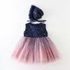 Girl Dresses 0-24Month Fashion Stars Baby Dress Party Baptism Pink Princess Vestido Born Toddler Clothes OBF226425