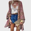 Women's Knits Tees Thin Loose Bohemian Style Dropped Shoulder Sleeve Open Stitch Flower Pattern Medium Length Cardigan Summer Vacation Oversize 230311
