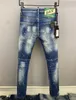 DSQ Phantom Turtle Men's Jeans Mens Luxury Designer Jeans Skinny Ripped Cool Guy Causal Hole Denim Fashion Märke Fit Jeans Me314o