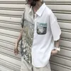 Blouses -shirts voor vrouwen asymmetrisch ontwerp korte mouw vrouwen zomermode trends Hawaii streetwear tops tienermeisje los fit knop b