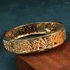 Bangle Moroccan Jewelry Bangles Gold Plated Hollow Flower Hand For Women Arabic Bridal Pulseras Mujer