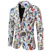 Männer Anzüge Herbst Frühling Mens Fashion Blazer Lustige 3D Gedruckt Slim Fit Blazer Hombre Party Bühne einreiher für Männer Plus Größe