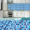 Wallpapers 0.45 10m Bathroom Wall Stickers PVC Mosaic Wallpaper Kitchen Waterproof Tile Plastic Self Adhesive Papers