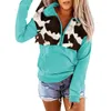 Hoodies للنساء من النوع الثقيل للبلوزات 14 سحاب طوق البقر طباعة طويلة الأكمام الطويلة قمم بلوزة Fashiontunic Fall Top Top Outwear 230311