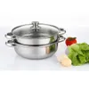 Double chaudières 28 cm couche vapeur soupe marmite vapeur couvercle en verre casserole 230311