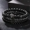 Strand Mens Lion Armband Set Men smycken Kvinnor Braciali Stone Beads Armlets Armelete Accesorios Hombre Bracciale Armbanden