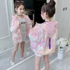 Jackor Fashion Letter Jacket For Girls Summer Sun Protection Coat Big Kids Ytterkläder Casual Children's Clothing 5 6 8 10 12 14 Year 230311