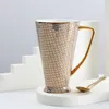 Céramique tasse coffre tasse de luxe cadeau os porcelaine cafée de grande capacité en porcelaine dynamique cadeau d'anniversaire