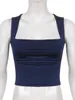 دبابات المرأة Camis Rockmore Sexy Low Cut Tank Tops Summer Streetwear Fashion Crop Top Solid Off الكتف Camis Women 90s Clubwear Outfits Blue 230311