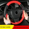 Steering Wheel Covers 38cm First Layer Cowhide Material Color Matching Ing Cover Durable and Sweat-absorbent Fashion Auto Parts