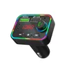 F4 Cargador de coche Transmisor FM Dual USB Carga rápida Puertos PD Manos libres Receptor de audio Reproductor de MP3 Luces de ambiente coloridas con caja al por menor