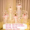 Party Decoratie 5Set Gloeiende Ronde Clear Led Bobo Ball Rose Bouquet Bubble Diy Wedding Engagement Gift Ballon Valentijnsdag