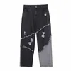 Jeans da uomo Nappa Pantaloni cargo neri larghi dritti a gamba larga Uomo Streetwear Pantaloni in denim strappati lavati vintage stile Harajuku 230311