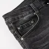 Zwart tracksuit gescheurde gat pants sets voor mannen punk slanke ritsontwerp denim jas en stretch jeans vintage tweedelige herenkleding