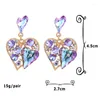 Boucles d'oreilles pendantes luxe coloré alliage cristal coeur pour femmes verre brillant métal amour forme goutte boucle d'oreille bijoux en gros