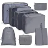Sacos de armazenamento 8pcs/conjunto de produtos de higiene pessoal de viagens para roupas Bagagem de bagagem de bagagem de mala