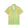 23SS Hawaii Mens قمصان غير رسمية قميص قصير الأكمام على غرار الشاطئ غرز ملون T-Shirt T-Shirt Button Thert Fapel Slim Fit Summer