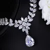 Necklace Earrings Set BeaQueen High Quality Cubic Zirconia Stone Wedding Jewellery Water Drop Bridal Sets For Women JS125