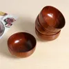 Cuencos Tazón de madera Estilo japonés Vajilla de servicio sólido para sopa de arroz Dip Café Decoración de té 4 piezas