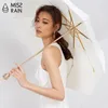 Paraplu's Missrain Creatieve luxe vrouwen Rose Umbrella Goudgreep UV -bescherming Vrouw Parasol Wit Vouw Portable Travel Rain Gear