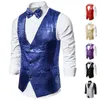 Herenvesten stijlvolle heren blazer vest jas formeel slanke glanzend pailletten glitter verfraaide blazerjack pailletten feestpodium jas 230311