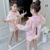 Jackor Fashion Letter Jacket For Girls Summer Sun Protection Coat Big Kids Ytterkläder Casual Children's Clothing 5 6 8 10 12 14 Year 230311