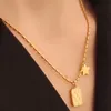 AFSHOR Collana iniziale per donna Girocollo stella non sbiadito Scacchiera in acciaio inossidabile Collana con ciondolo color oro Collare per gioielli Hombre