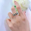 Clusterringen luxe zilver 925 sieraden bruiloft groene witte kristallen diamant boete voor vrouw verlovingsverjaardagsgeschenken
